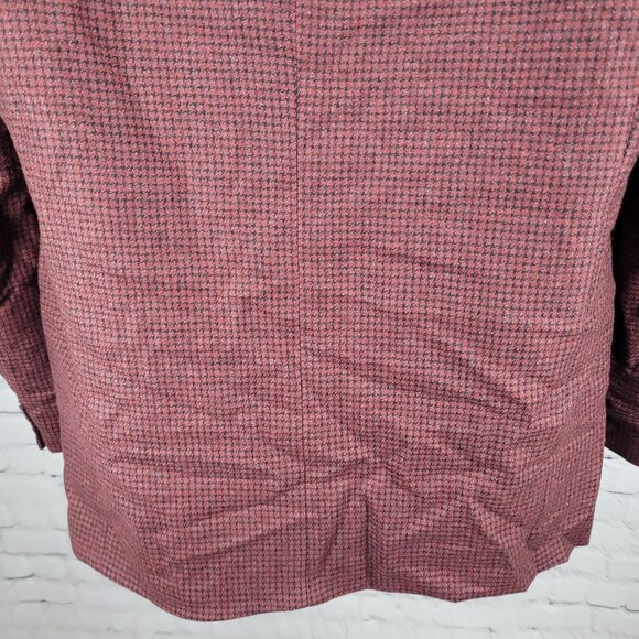 Bachrach Red 100% Wool Houndstooth 2 Button Ventless Notch Blazer Sport Coat 44 - Picture 10 of 16